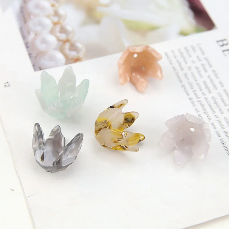 2pcs Korean Elegant Acetate Flower Earrings Torus Lotus Pendant Sweet Drop For Women Girls Material Diy Jewelry Making | Украшения и