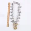 AZ Hip Hop Super Big Head Iced Out Pendant Necklace With Bling 45CM Bone ZIRCON Paved Choker Chains For Men Rapper Free Shipping 6