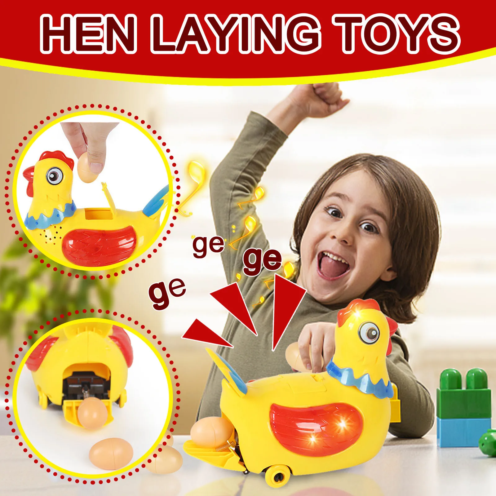 Children's Laying Eggs Chicken Duck Battery Operated Toy Figure Action Flashing Lights Electric Universal Musical Toys Doll | Игрушки и