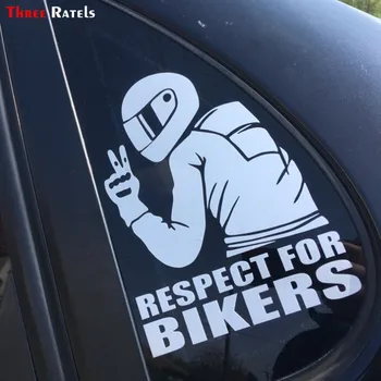 

Three Ratels TZ-1950# 14x19cm respect for bikers car sticker funny stickers styling removable decal