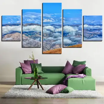 

5 Pieces Mountain Canvas Paintng Clouds Wallpapers Landscape Posters Pictures For Home Room Decor Wall Stickers Artwork Modern