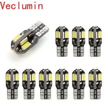 

10PCS T10 Led Car Interior Bulb Canbus Error Free T10 White 5730 8SMD LED 12V Car Side Wedge Light White Lamp Bulb Car Styling