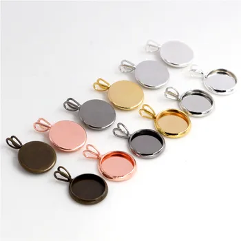 

10mm 20pcs Brass Material 6 Colors Plated V hanging Style Cameo Setting Base Cabochon Setting Connector High Quality
