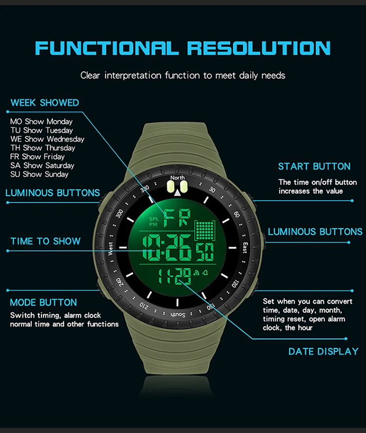 SANDA New Fashion Mens Outdoor Military Watches Sport Digital Watch 5Bar Waterproof Wristwatch Clock G Style Relogio Masculino