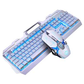 

104Keys RGB Aluminum Alloy Gaming Keyboard and RGB Gaming Mouse Set with Mobile Phone Stand Function Key
