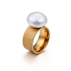 KALEN Fashion Stainless Steel Rings For Women Trendy Jewelry Gold Color Black Romantic Imitation Pearl Charm Finger Rings 2022 ► Photo 2/6