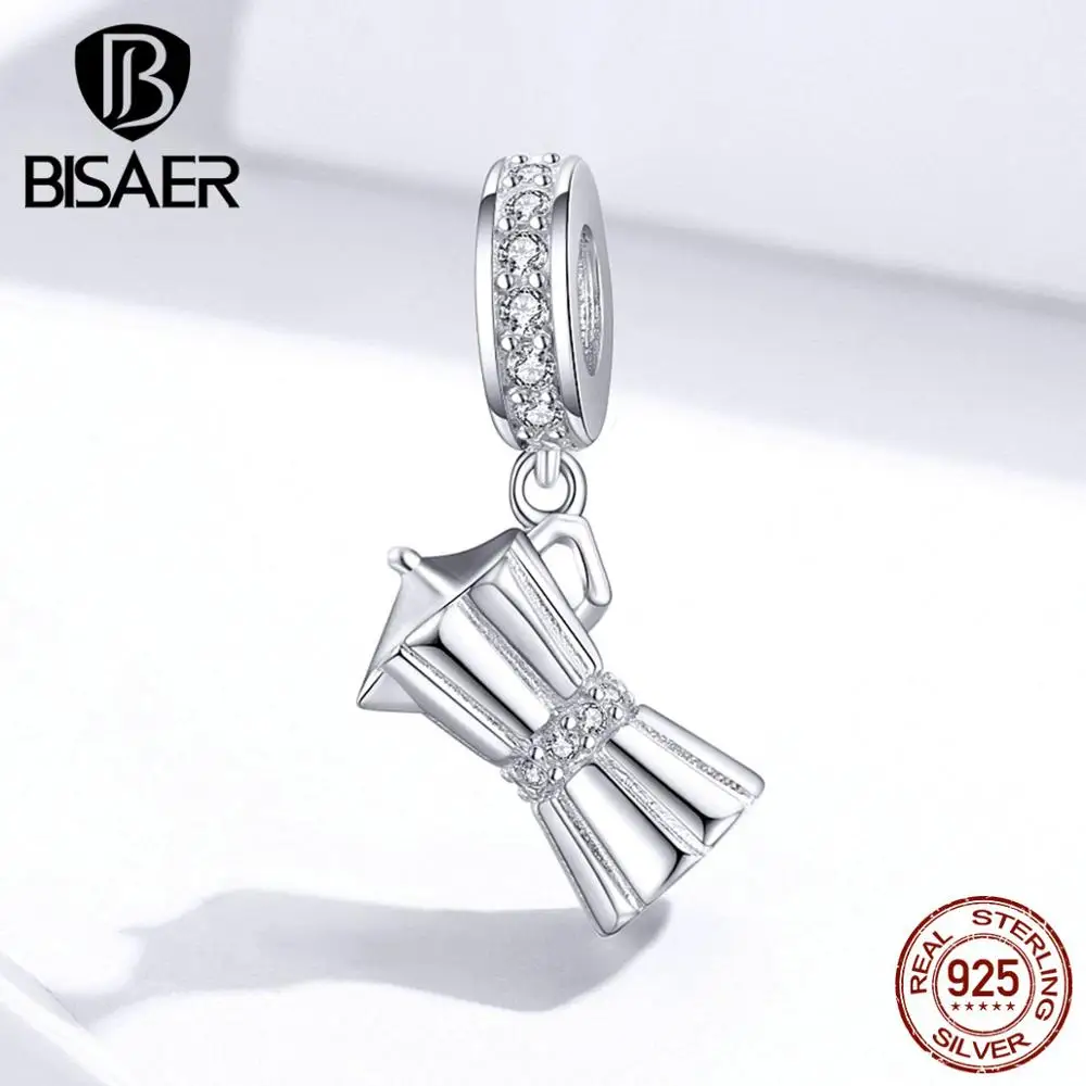 BISAER 925 пробы Серебряный мир путешествия камера кофе чашки бусины в виде автомобилей подходят браслет Шарм серебро 925 ювелирные изделия подарок