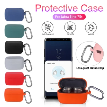 

Fashion Silicone Protective Cover For Jabra Elite Active 75t Earphones Wireless Earphone Storage Case With Anti-loss Hook