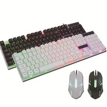 1 комплект Проводная игровая клавиатура RGB светодиодный клавиатура компьютерных игр Мышь и клавиатура комбо набор с Подсветка для Тетрадь ноутбука, настольного компьютера, ПК