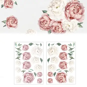 

Self-adhesive Wall Sticker Diy Peony Wall Stickers Creative Blossoming Wall Stickers Livingroom Bedroom Peony Decorations G2Q4