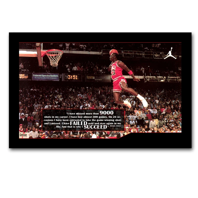 Майкл Джеффри плакаты с Джорданом Данк Баскетбол стены искусства картина шелк или Холст Картина домашний декор 30*45 см 40*60 см 50*75 см - Цвет: canvas