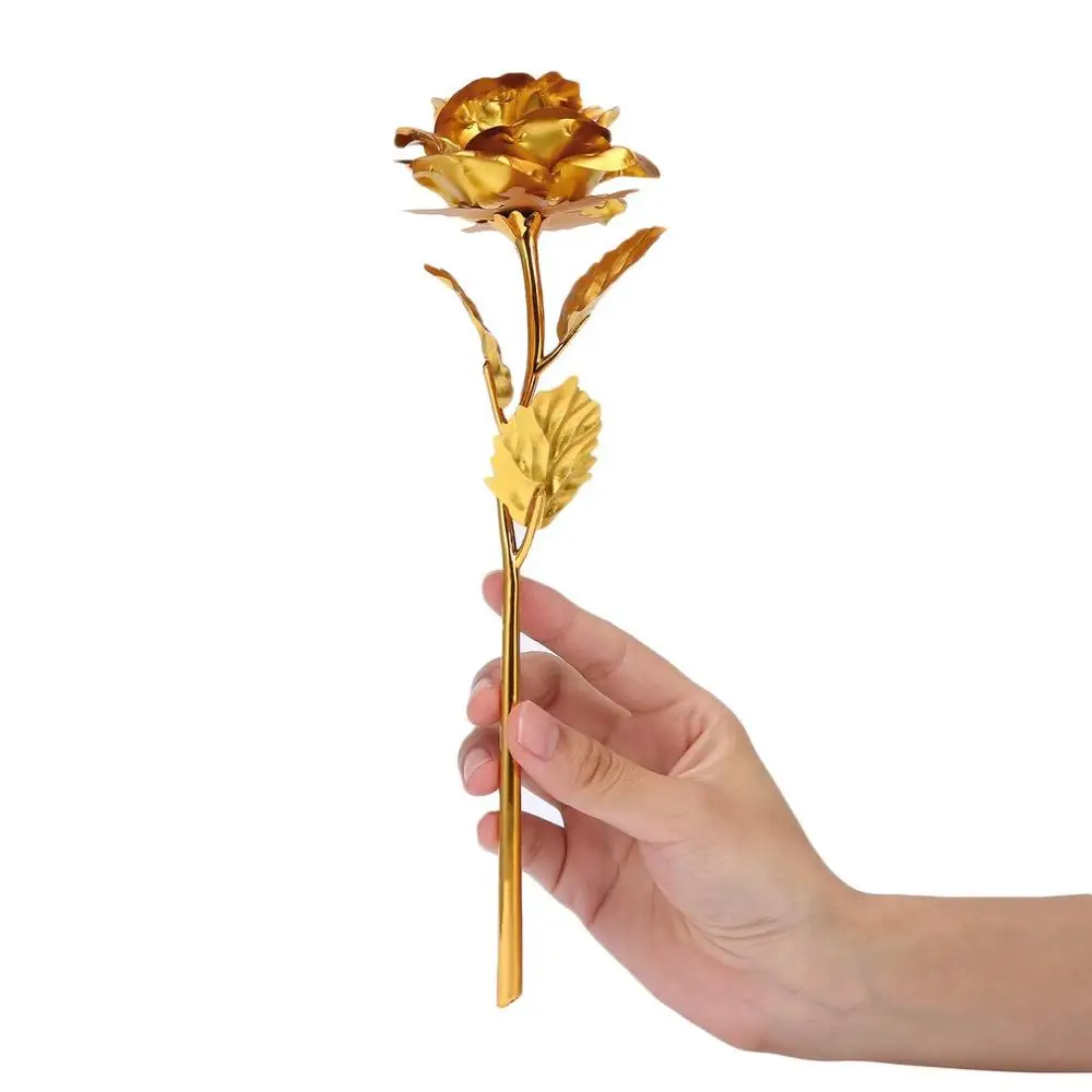 24k Золотая фольга, покрытая розой, креативные подарки, вечная роза с любовной основой для свадьбы, рождественского декора, Розничная коробка - Цвет: Golden Rose
