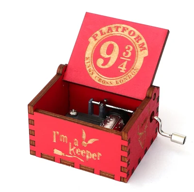 Антикварная резная деревянная коробка, ручная выкручивающаяся музыкальная шкатулка, тема Caixa De Musica, подарок на день рождения, вечерние украшения - Цвет: Hari 3-Red