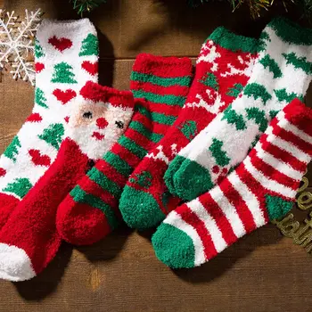 

6 Pair/set Adults Warm Winter Flannel Stockings Cute Christmas Thick Towel Socks