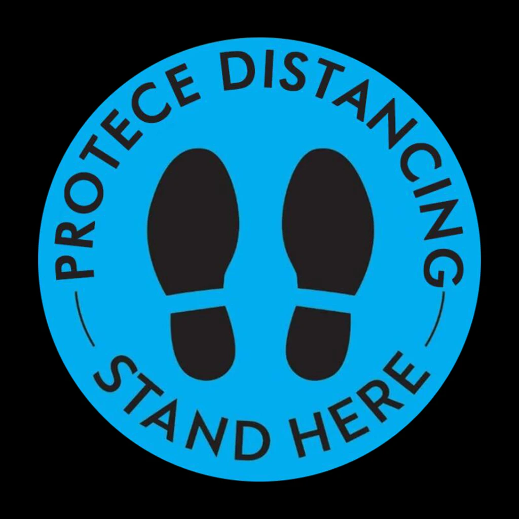Rectangular Vinyl Social Distancing Floor Signs Wait Here Public Sticker Label Decal Marker Warning Anti-Slip Crowd Control