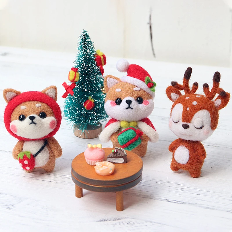 

DIY Felting Craft Tool Doll Wool Felt Craft DIY Non Finished Poked Set Handcraft Kit For Needle Material Bag Pack Christmas Kids