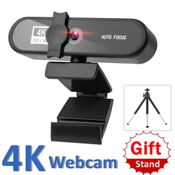 4k webcam completa hd 1080p câmera web para computador portátil computador portátil gravação de vídeo lente autofoco 8mp webcam com microfone privacidade capa