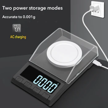 

10/20/50/100g 0.001g High Precision Jewelry Weighing Balance Electronic Scale With Weighting Platform USB Charging Digital Scale