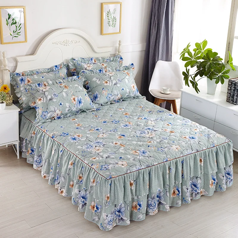2 Korean Simmons Bed Skirt Quilted Thick Thick Comfortable Brushed Bed Cover Sheets All-inclusive Dust Cover Home Decoration - Цвет: 2