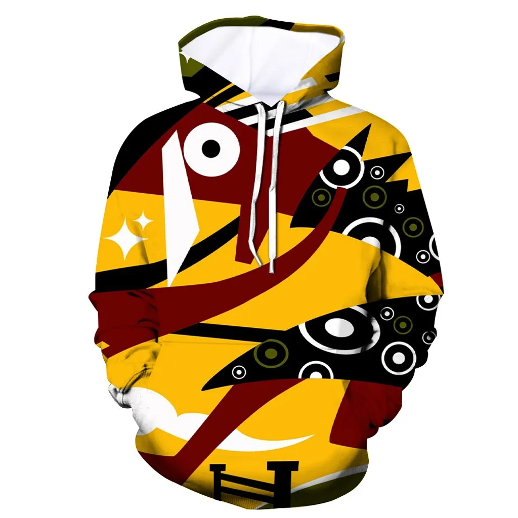 

Scary Halloween Men Anime Hoodie Winter Tops Drawstring Horror 3d Print Hip Hop Yellow Hooded Sweatshirt Pullovers Clothing