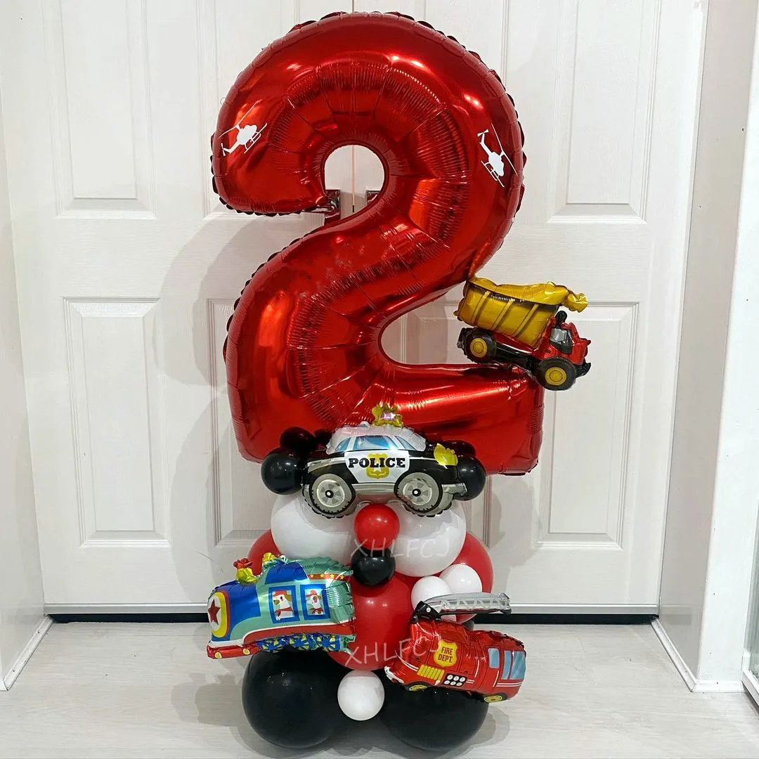 24pcs/Set Vehicle Party Balloons Mini Cars Balloon Fire truck Train Theme Birthday Decoration Kids Baby Shower Globos | Дом и сад
