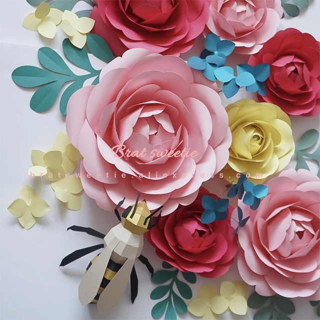 Paper Flowers Decorations Wall  Diy Paper Flower Wall Backdrop - Diy  Wedding Decor - Aliexpress