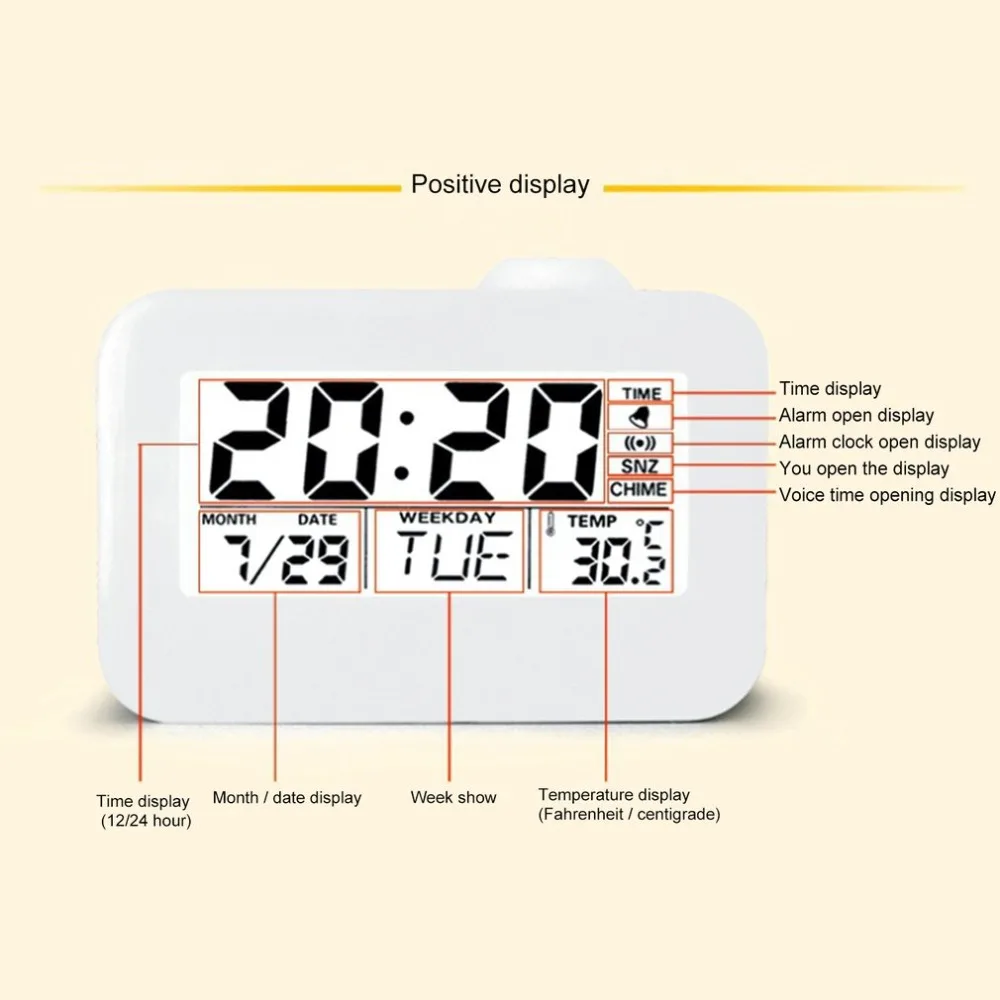 LCD Projection Clock Electronic Desk Table Bedside Alarm Clock With Backlit Sound Control Projector Watch Digital Alarm Clock