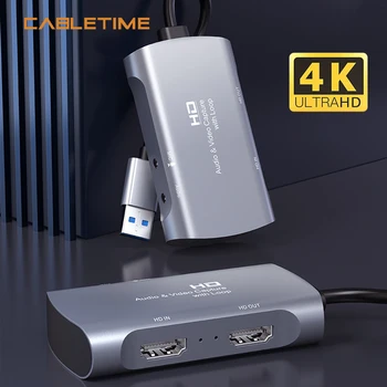 CABLETIME 4K HDMI Capture Card USB 3.0  to USB HD 1080P HDMI Loop Port for Video Live Steaming Camera Recording N430 1