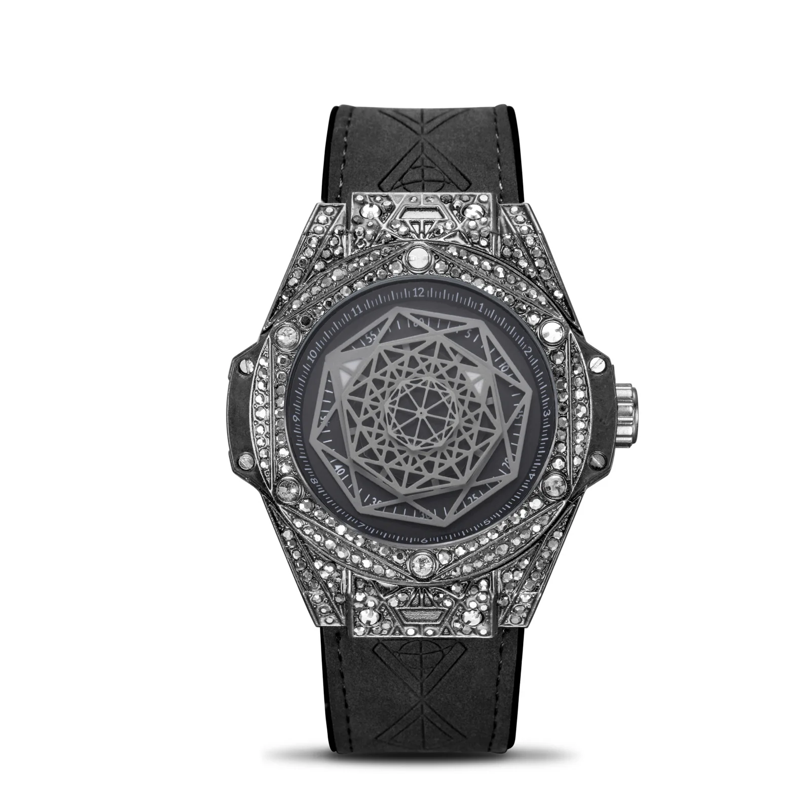 

Kimsdun Hot Selling Diamond Set Fashion MEN'S Watch Silicone Band Night Light Waterproof Sports Quartz Watch