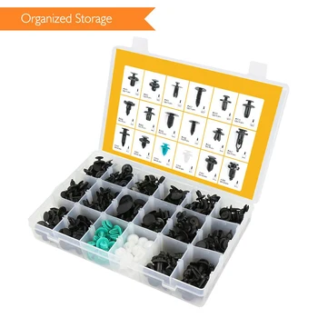 

Hot 360PCS Fixing Parts Car Bumper Fixing Clips Rivet Door Panel Rivets Trim Kit with Screwdriver Cable Ties Sponge Cushion