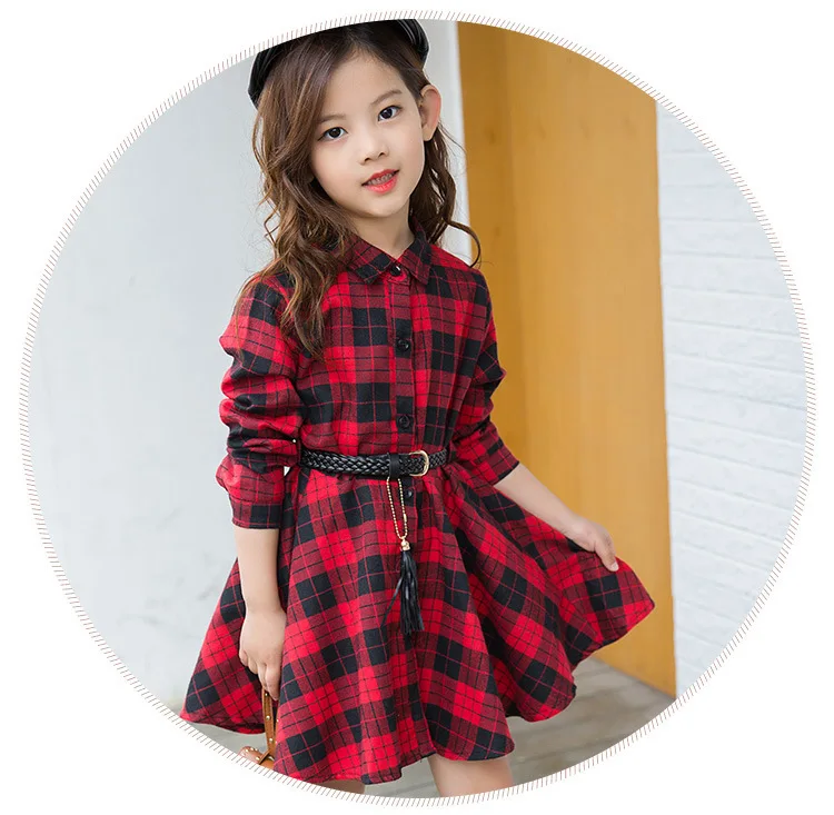 Teen Casual Girl Dresses  Fashion Plaid Letter Kids Long Sleeve Clothes Spring Autumn Children Dress For Girls 3 to 13 Years (7)