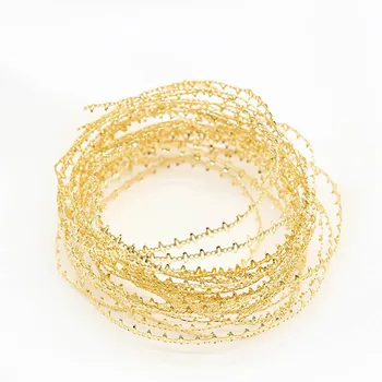 

5M Wire Wrap Chain14K Gold Plated Brass Metal Link Chain Findings DIY Tiny Stone Resin Base Wrapped Wire Line Chains Accessories