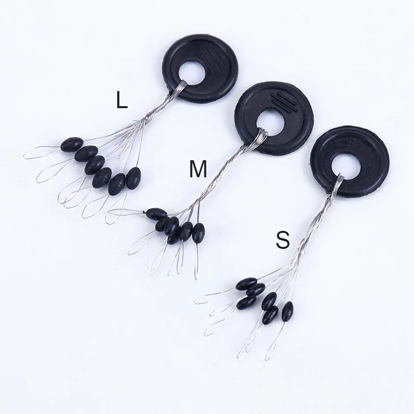 60PCS/10 Group S M L Black Rubber Oval Stopper Float Fishing Bobber Float For Sea Carp Fly Fishing Accessories