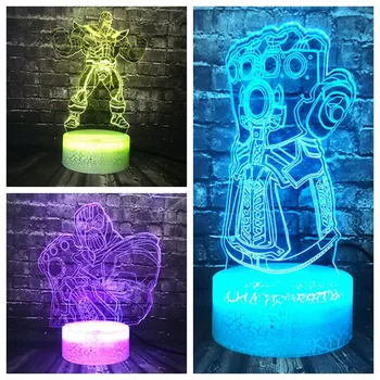 

3D Cartoon Marvel Action Thanos LED 7 Color Change Crack RGB Room Decor Table Night Light Holiday Xmas Birthday Creative Toy