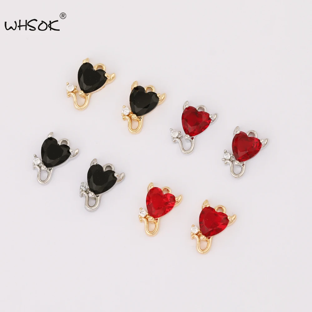 

WHSOK 30Pcs 7*11MM CZ Pendant/Jewelry Accessories/Heart Shape/Pendants For Earrings/Platinum Plating/Hand Made/DIY Charms
