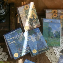 

90 Sheets Vintage Oil Painting Notes Paper Aesthetic INS Memo Pads Non-Sticky Bullet Journaling DIY Background Material Paper