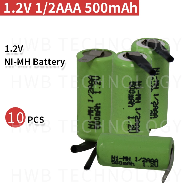 10 шт./лот KX Оригинальный Новый 1 2 В 1/2AAA 400 мАч Ni-MH 1/2 AAA аккумуляторная батарея с Pins