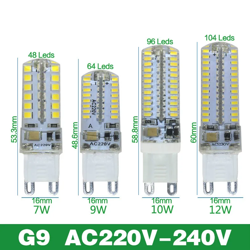 G9 Светодиодный лампа Кукуруза AC220V 3014 7 Вт 9 10 12 2835 светодиодный Кристалл