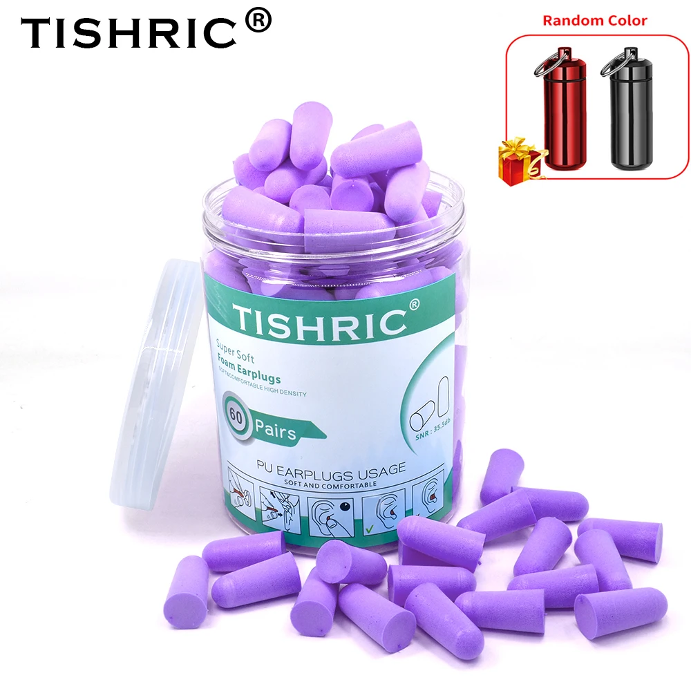 

TISHRIC 30/60/80 Pairs Sleeping Ear plugs Noise Cancelling 35.5db Soft Foam EarPlugs Anti-nois Sound Insulation Ear Protection