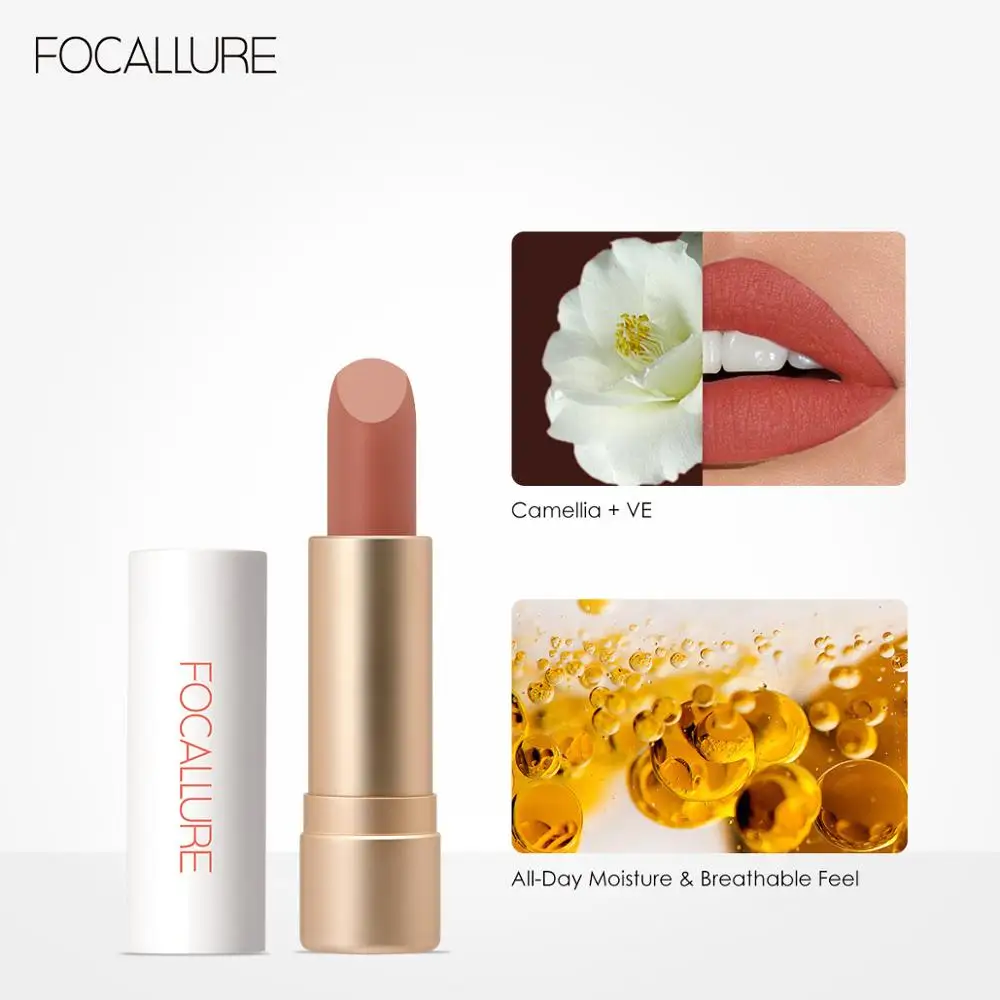 FOCALLURE Matte Velvet Lipstick Nude Color Cosmetic Long-lasting Staymax Powder Matt Lip Stick