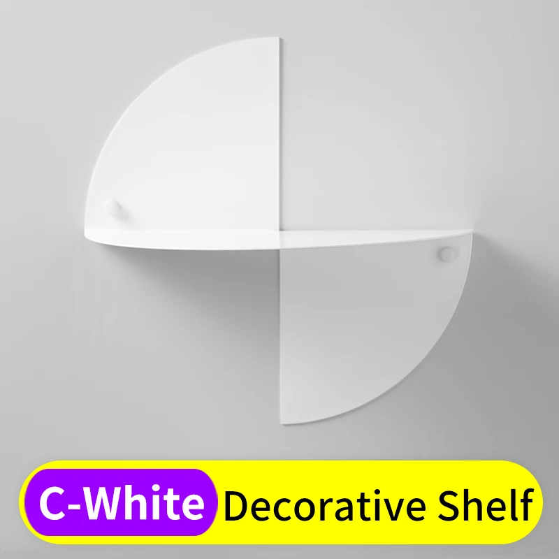 C-White Полка для ванной комнаты из черной нержавеющей стали, угловая стойка для хранения, органайзер, Скандинавская спальня, гостиная, книги, ремесла, полки, настенные - Цвет: C-White