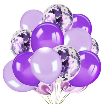

60pcs Decorative Purple and White Balloons Confetti Balloons Latex Balloons Helium Balloons for Wedding Baby Shower Party Decor