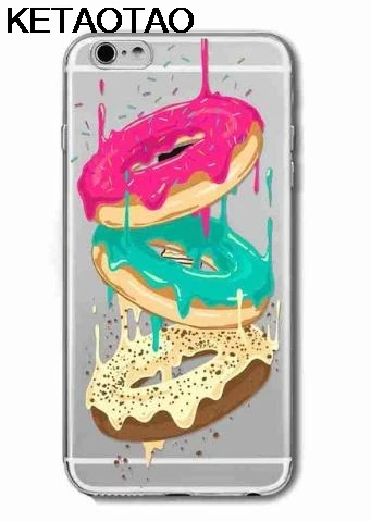 KETAOTAO пончики макарон, десерт чехол для телефона s для iPhone 4S 5C 5S 6 6S 7 8 Plus XR XS Max чехол кристально чистый мягкий TPU чехол s - Цвет: Бежевый