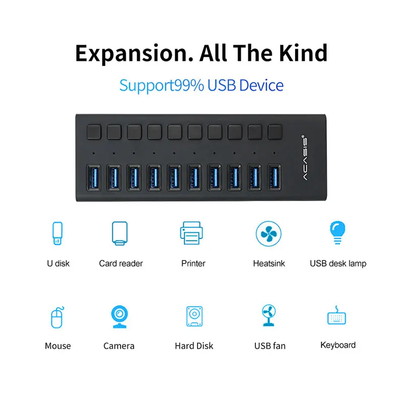 USB 3 0 концентратор 10 портов 12 В 4A адаптер питания usb хаб зарядное устройство с