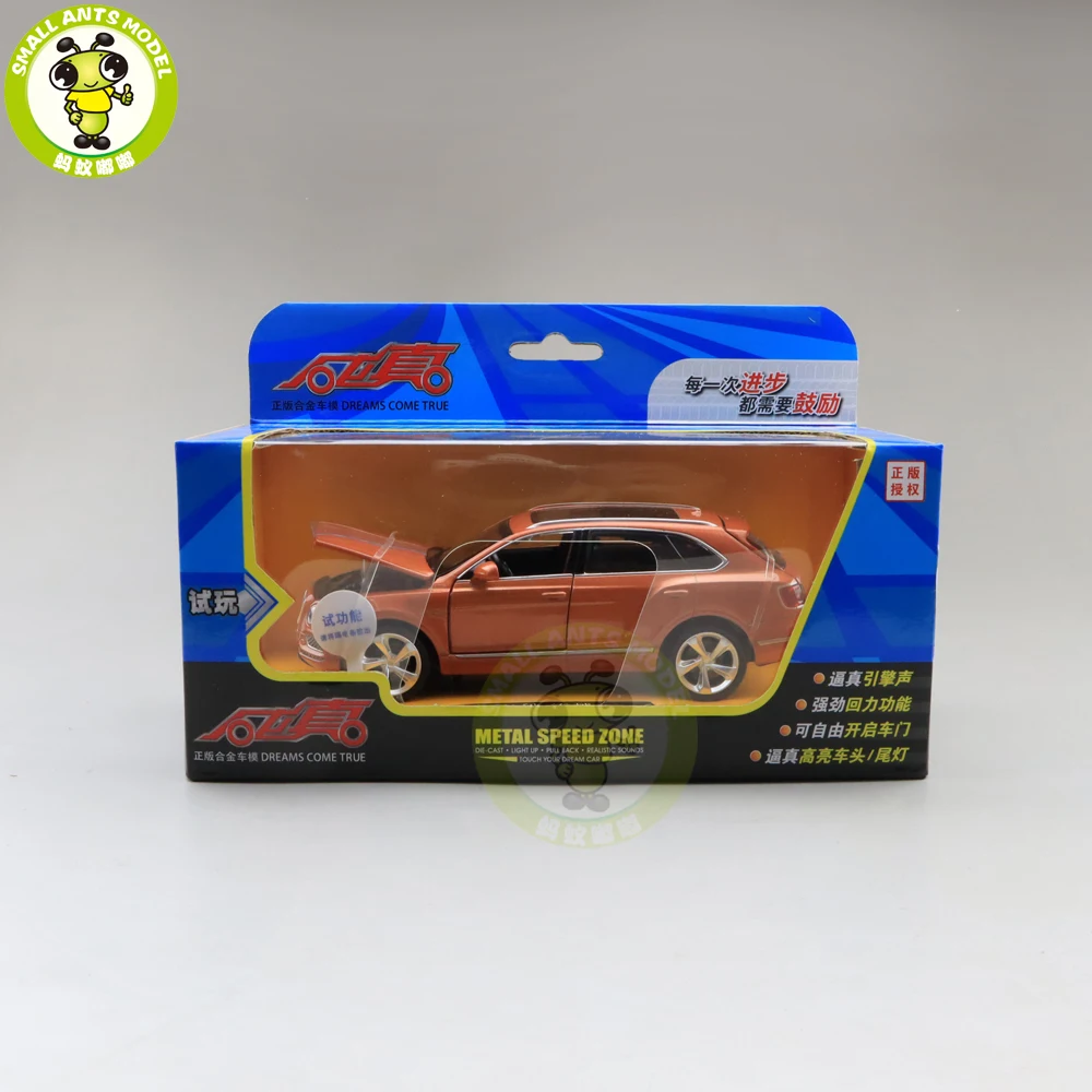 1/34 Bentley Bentayga SUV MSZ CAIPO литая металлическая Модель автомобиля игрушки для детей Детское звуковое освещение Вытяните назад Подарки - Цвет: Orange(with box)