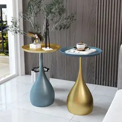 Mesa auxiliar minimalista para sofá, mesita de Centro de Diseño de lujo, estilo nórdico, pequeña y redonda
