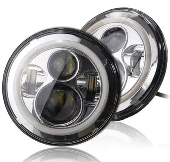 

by DHL or Fedex 10pcs 7inch Led Headlight H4 Light Halo Angle Eyes DRL Headlamp