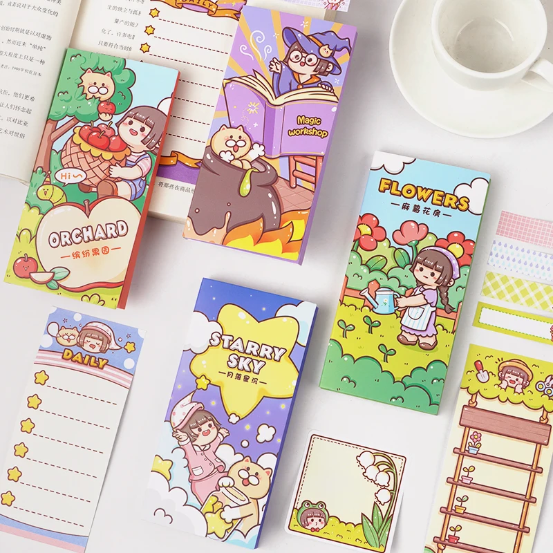 160pcs Kawaii Cartoon Colorful Self Adhesive Folded Memo Pads Sticky