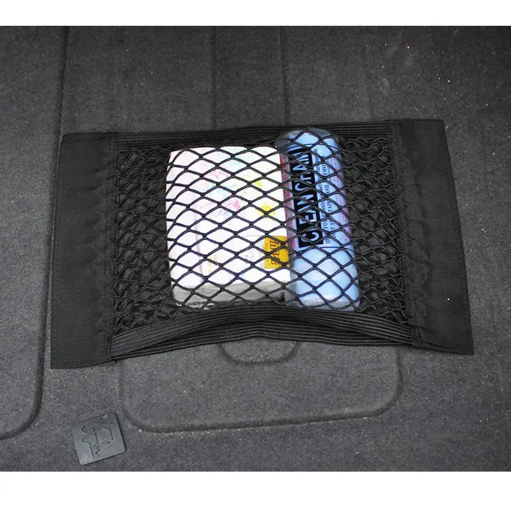 Black Car Back Rear Trunk Seat Elastic String Net Magic Sticker Mesh Storage Bag For Seat back storage storage net@10