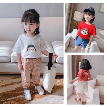 

3-7T Baby White Print Girls T Shirt Cartoon Funny Casual Kids Clothes Summer Harajuku Children's T-shirt toddler girl tops